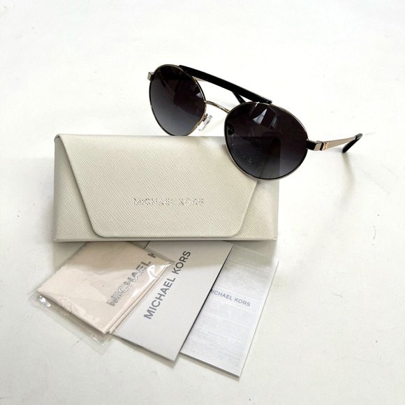 New in Case Original MICHAEL KORS Milos Aviator Sunglasses Gold Metal mk1083 main image 9